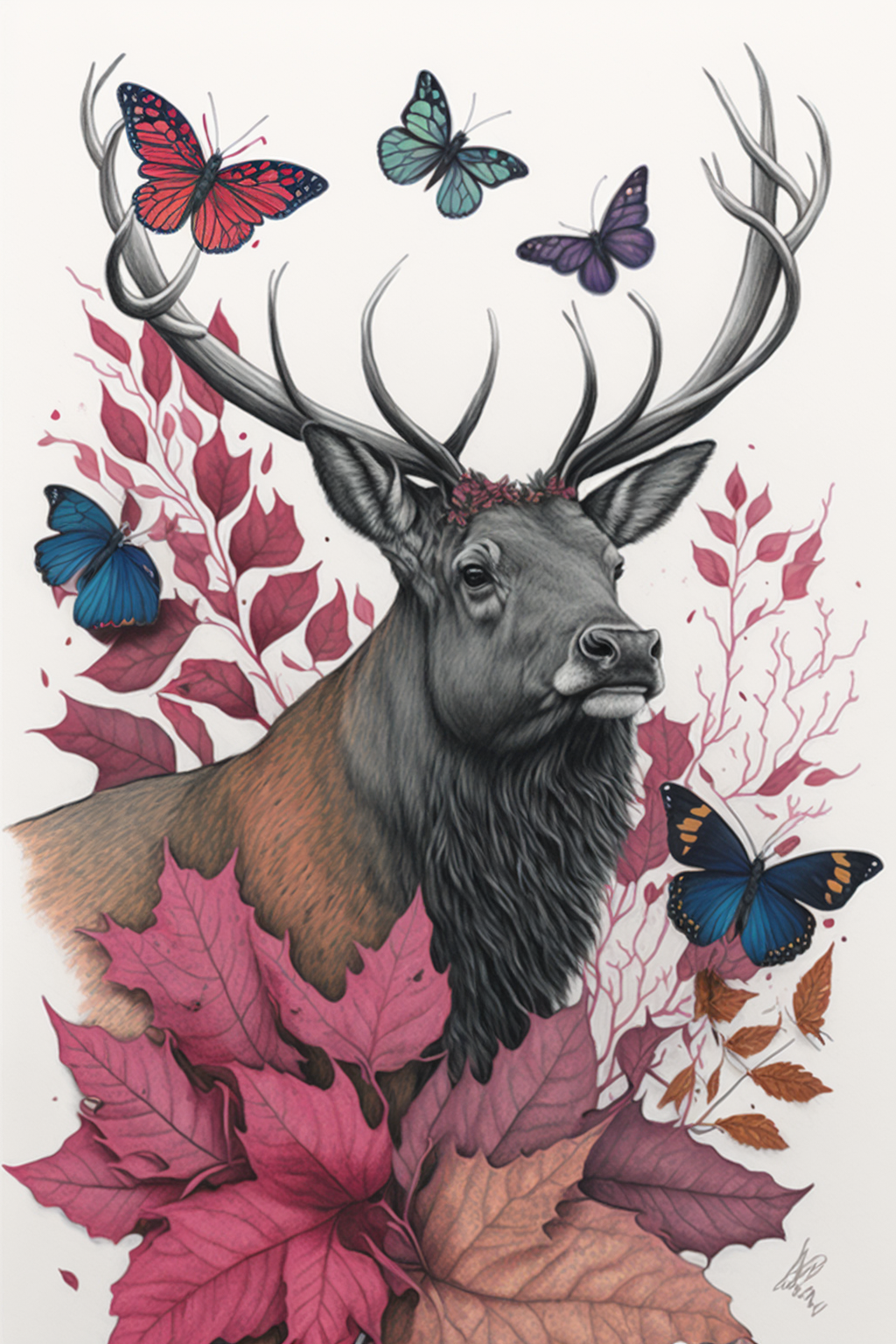 Harmony of Nature: Autumn Stag Encounter