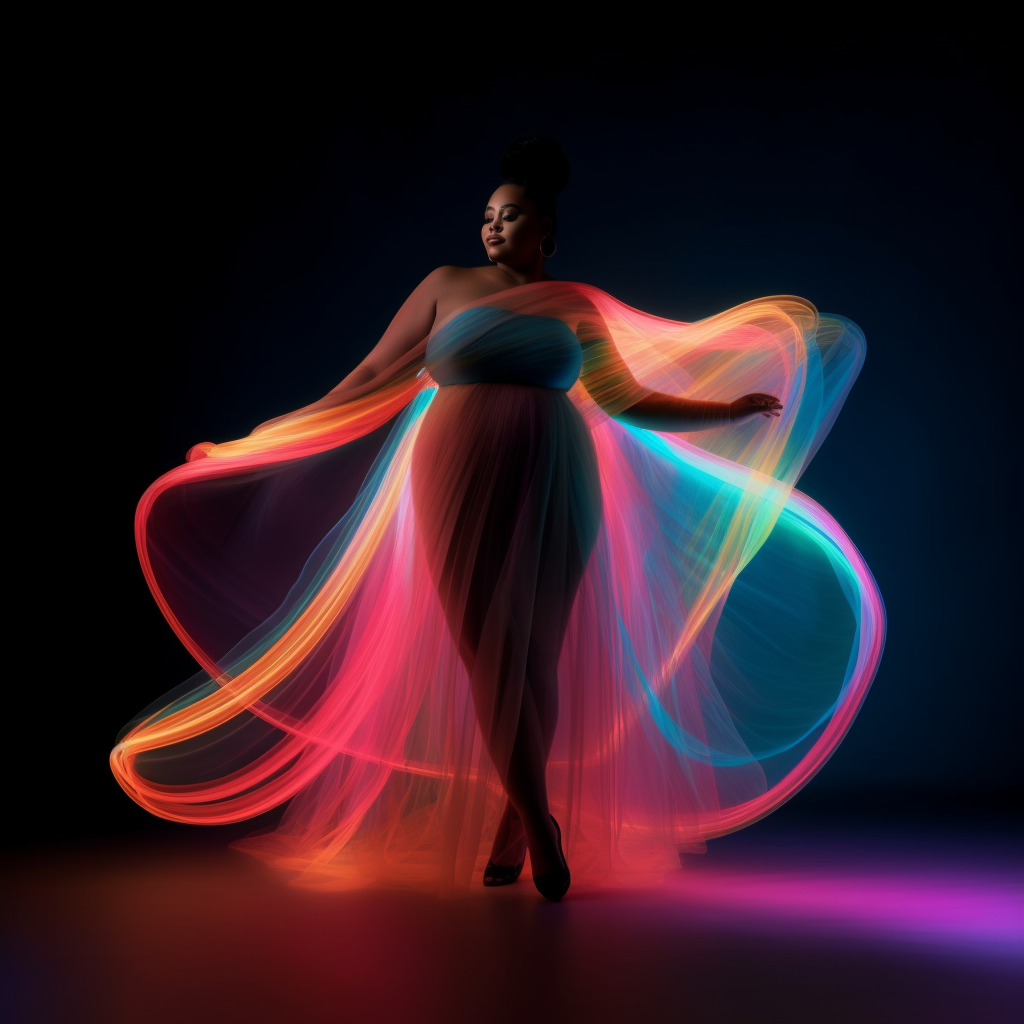 Neon Mirage: Revolutionary Plus-size Fashion Journey