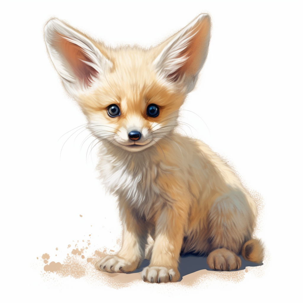 Detailed Illustration of Baby Fennec Fox Pup