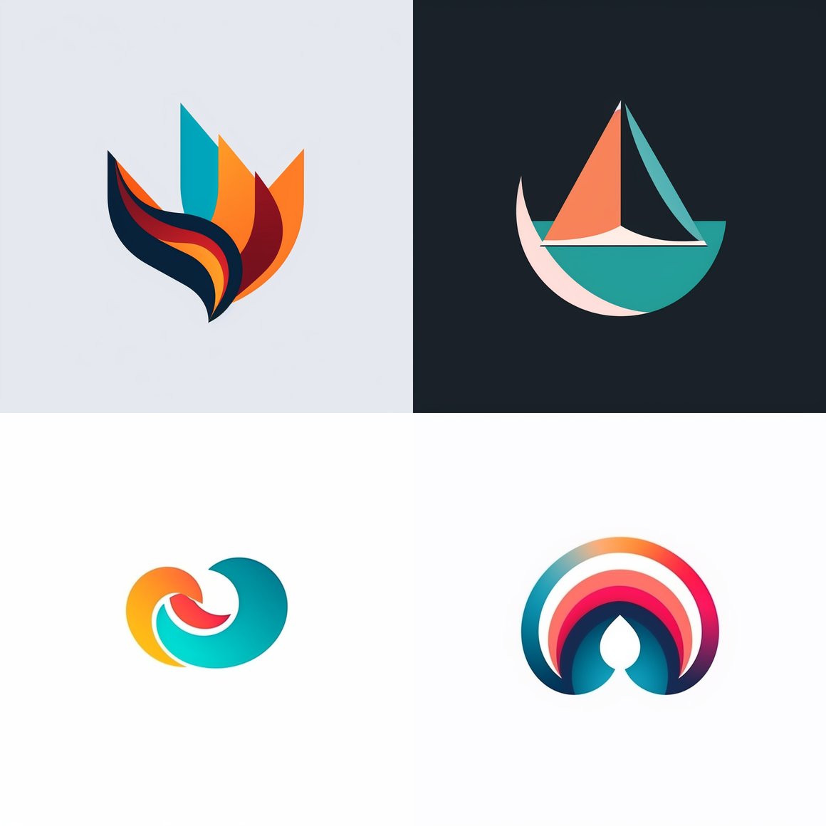 Halfway Voyage: Dual-Tone Geometric Logo Vector