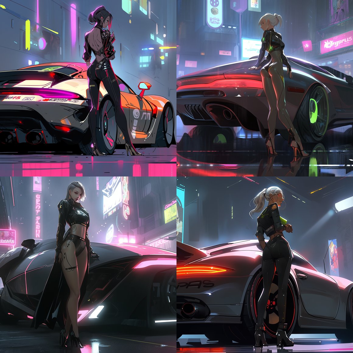 Neon Nightscape: A Futuristic Encounter