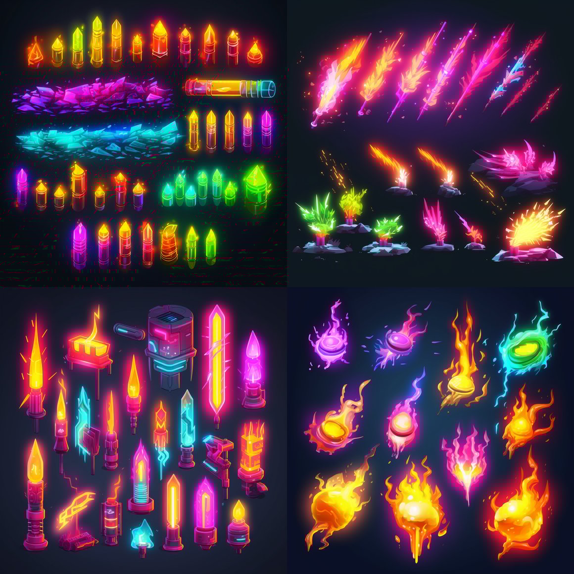 Neon Electric Spark Game Assets Progress Update