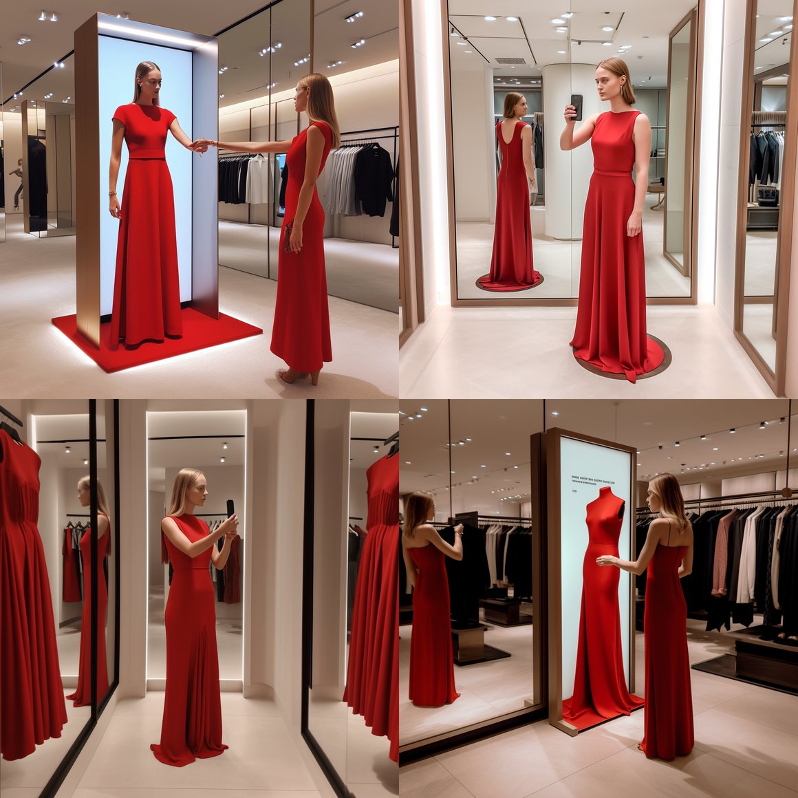 A Woman Tests Virtual Fitting Feature at Zara