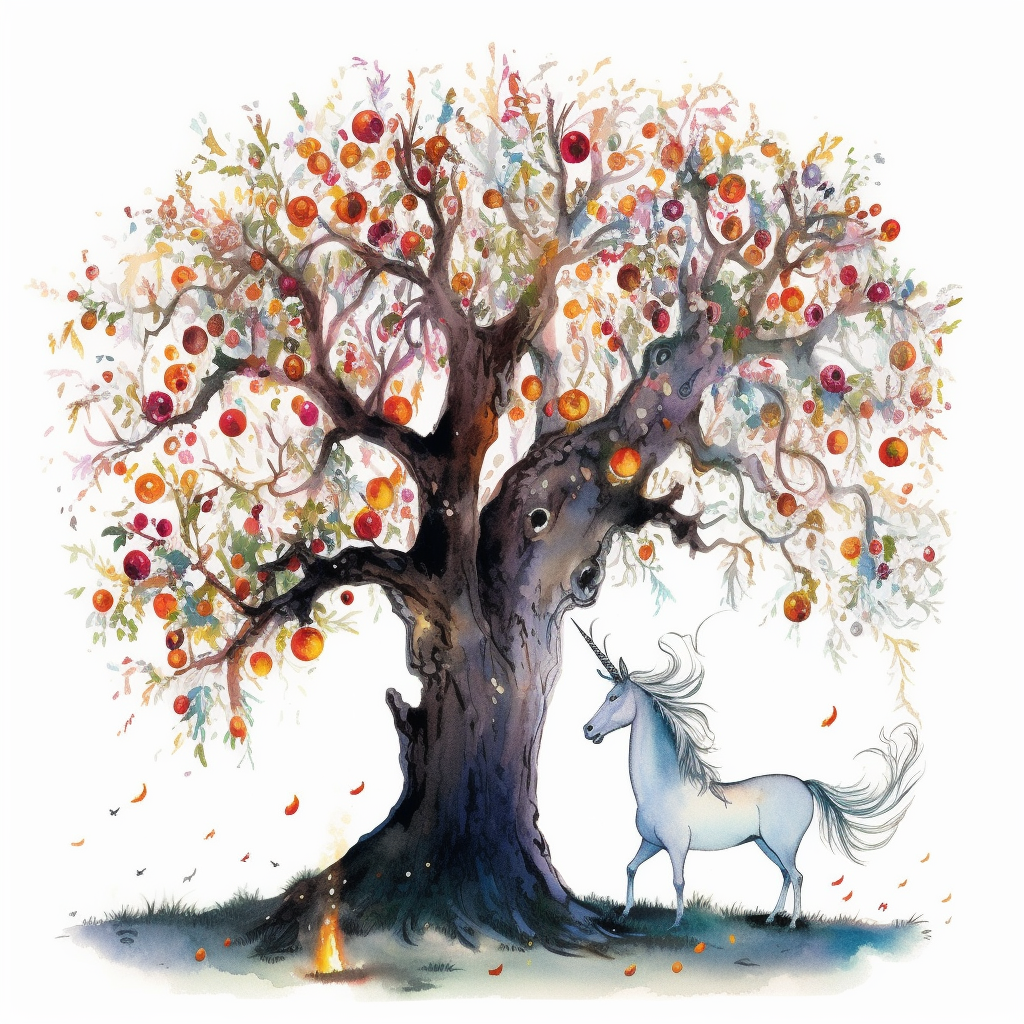 A Unicorn's Dream Under The Magical Apple Tree