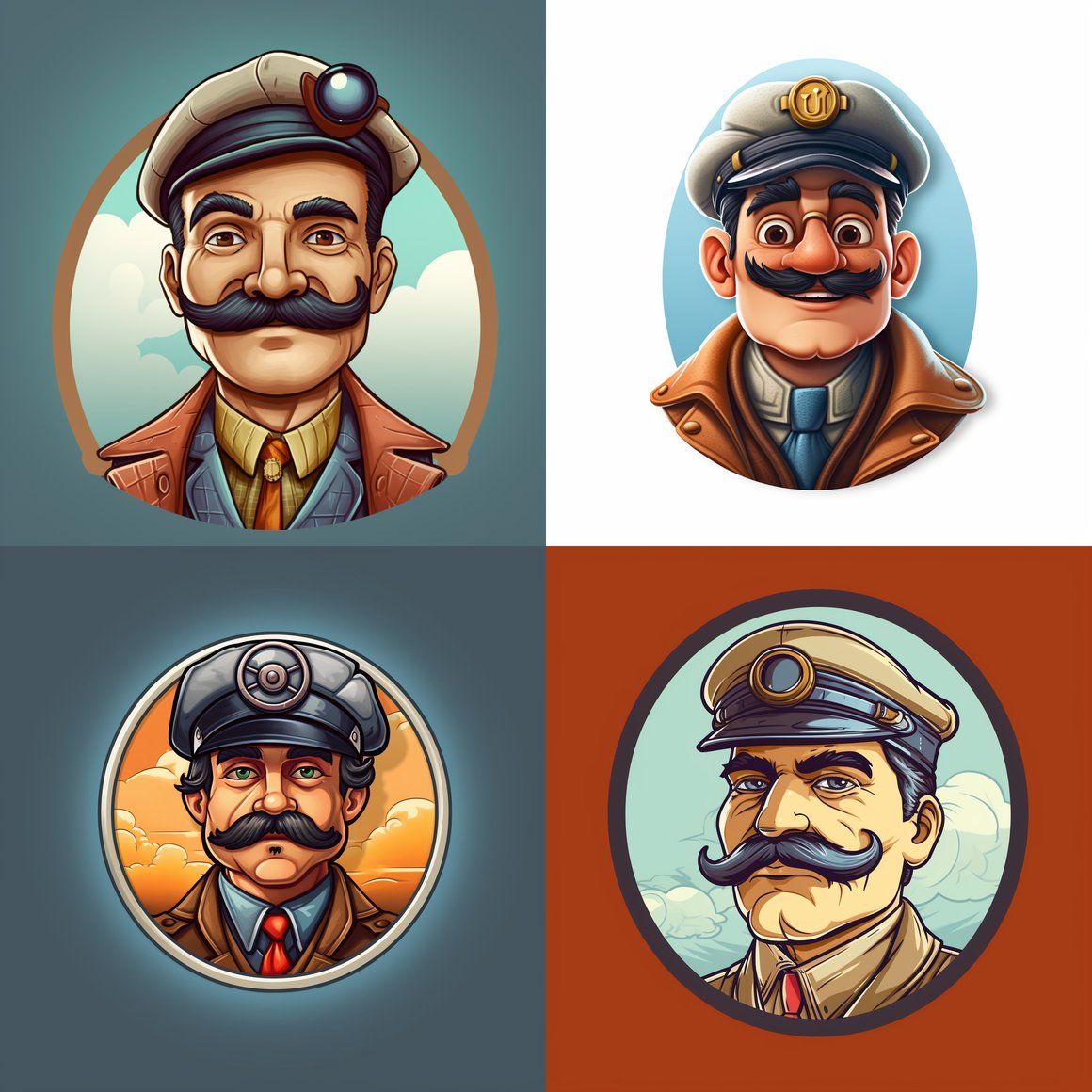 Classic Aviator Cartoon App Logo Concept