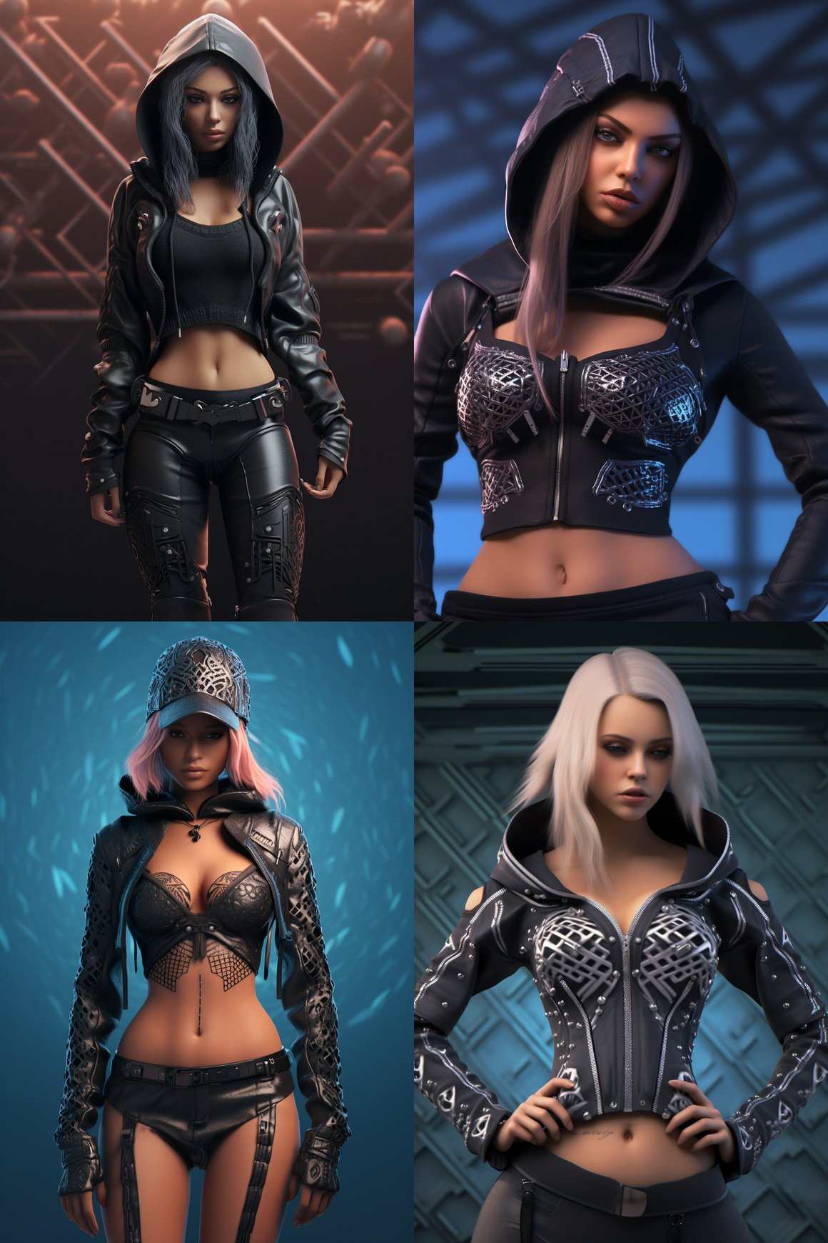 Detailed 3D Render of a Girl in Leather and Lace