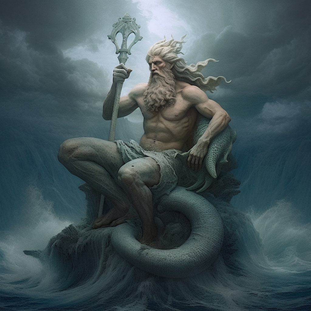 Retrato HD del Rey Tritón en su Trono Submarino