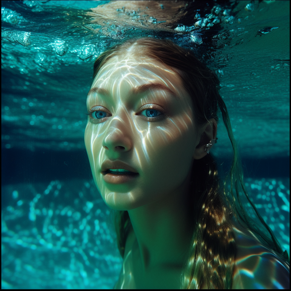 Gigi Hadid's Mid-Journey Dive by Henrik Purienne