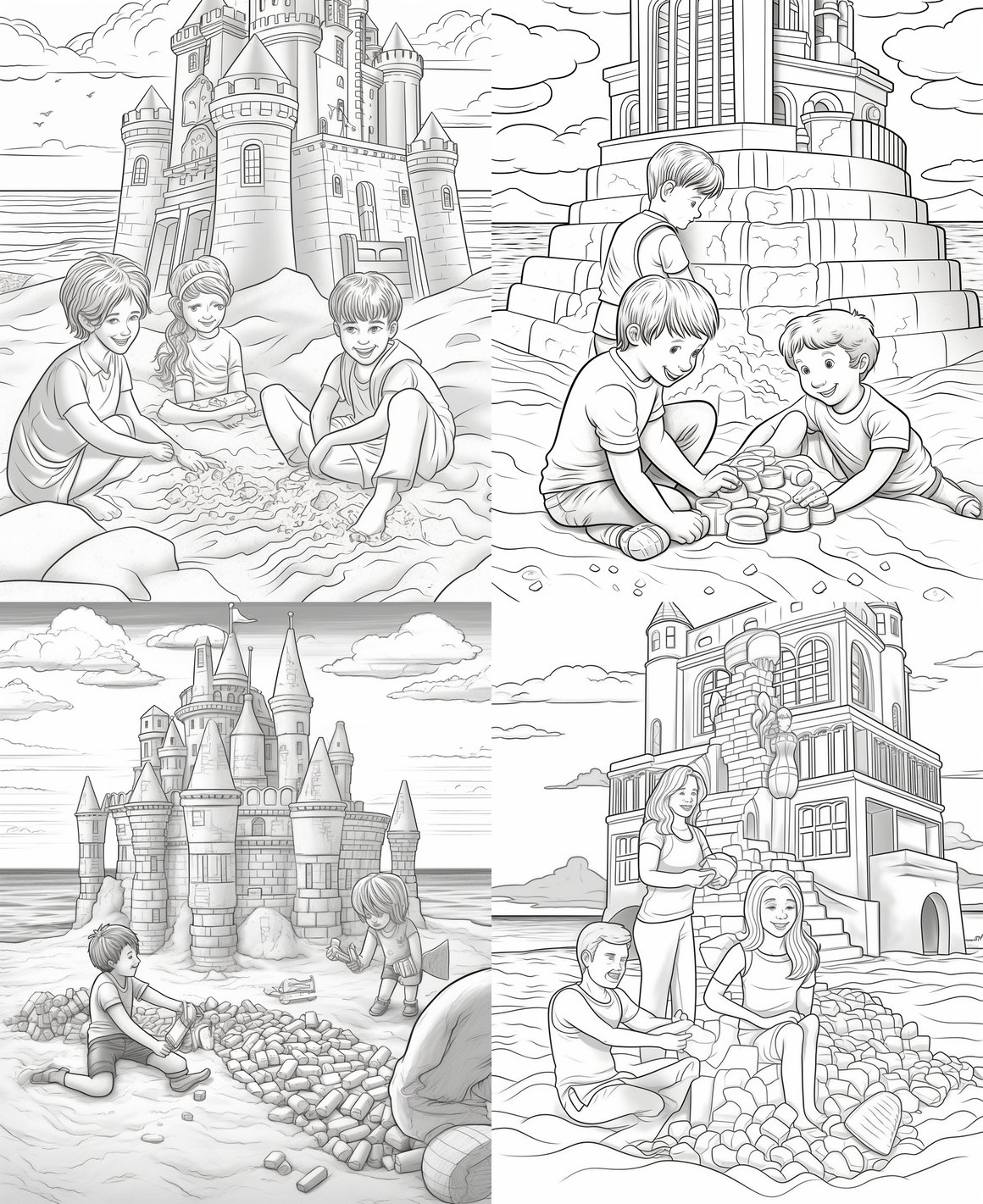 Summer Sandcastle Fun: Children's Coloring Page