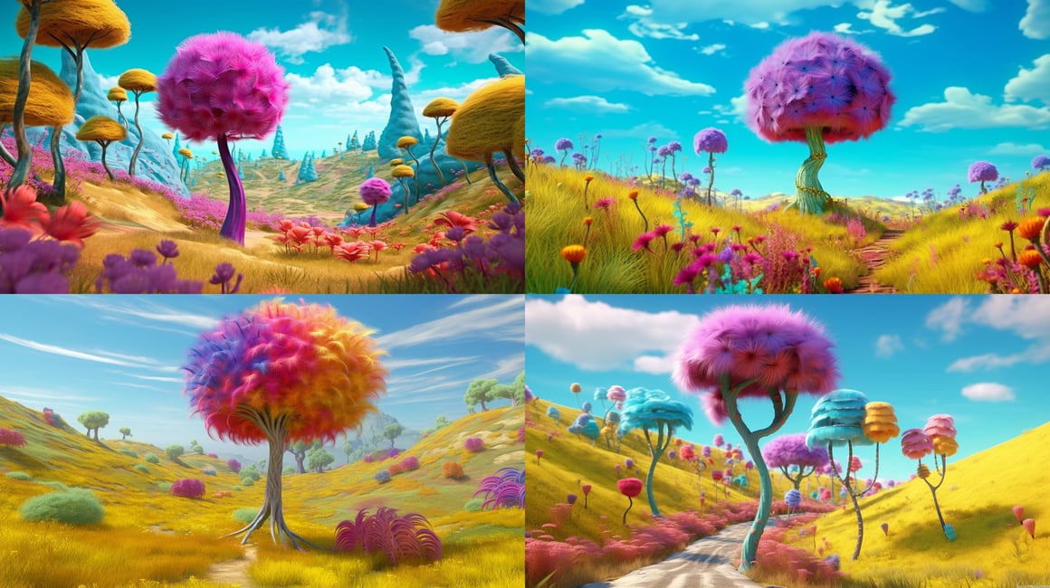 Truffula Trees and Lorax 3D Desktop Wallpaper in 8K