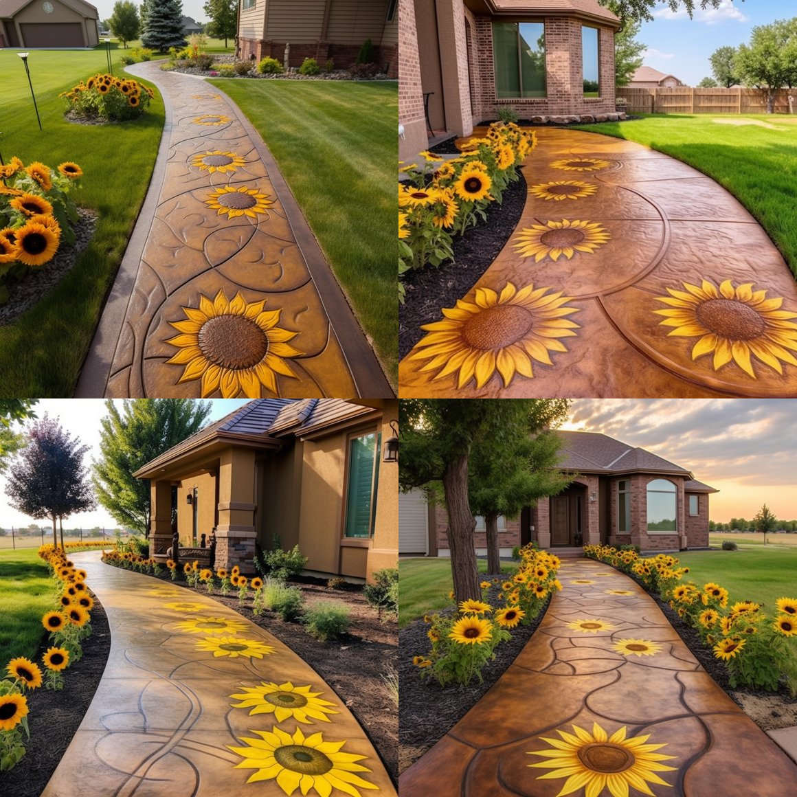 Sunflower-Inspired Concrete Walkway Photoshoot