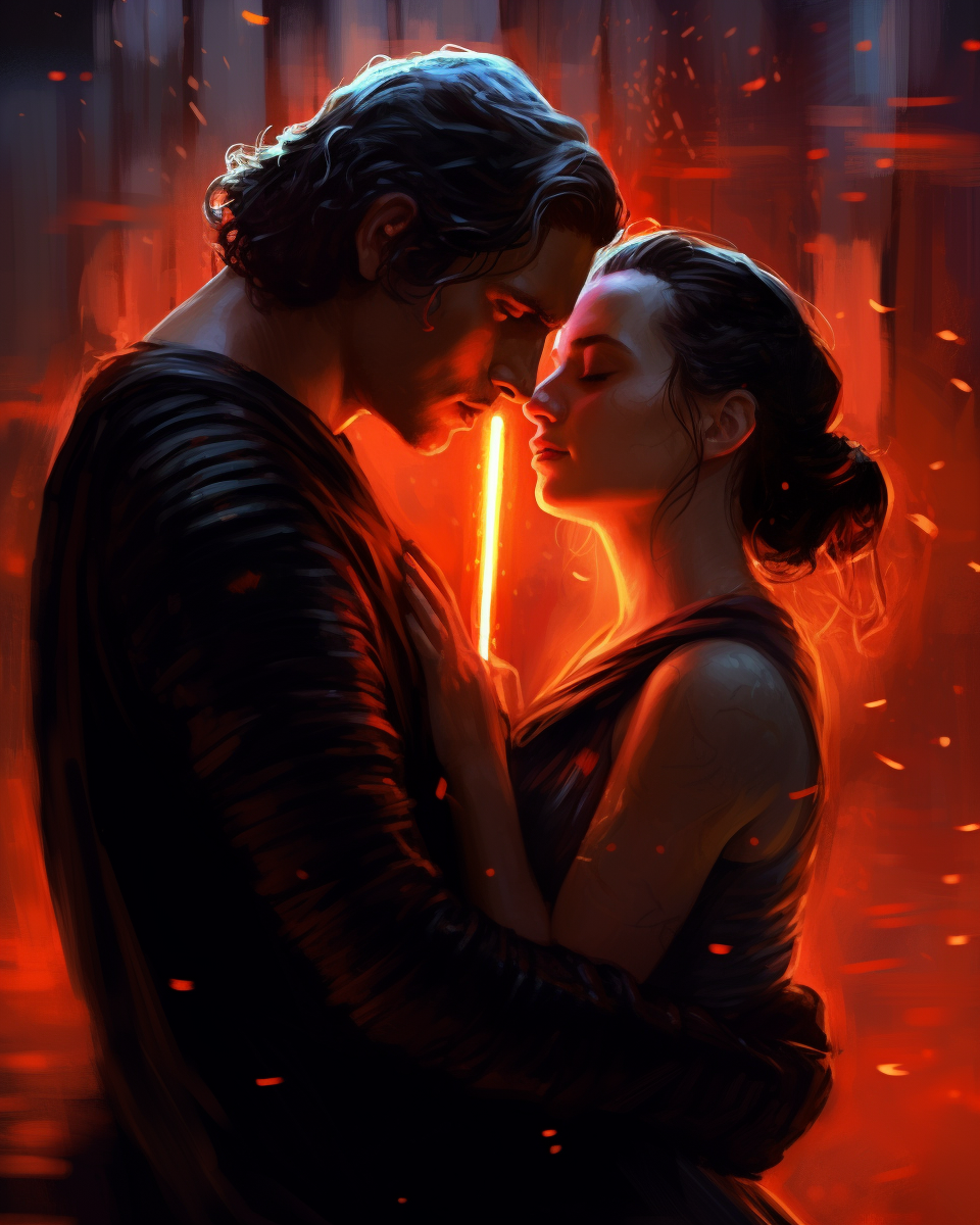 Rey and Kylo Ren Artistic Portrait in 4K