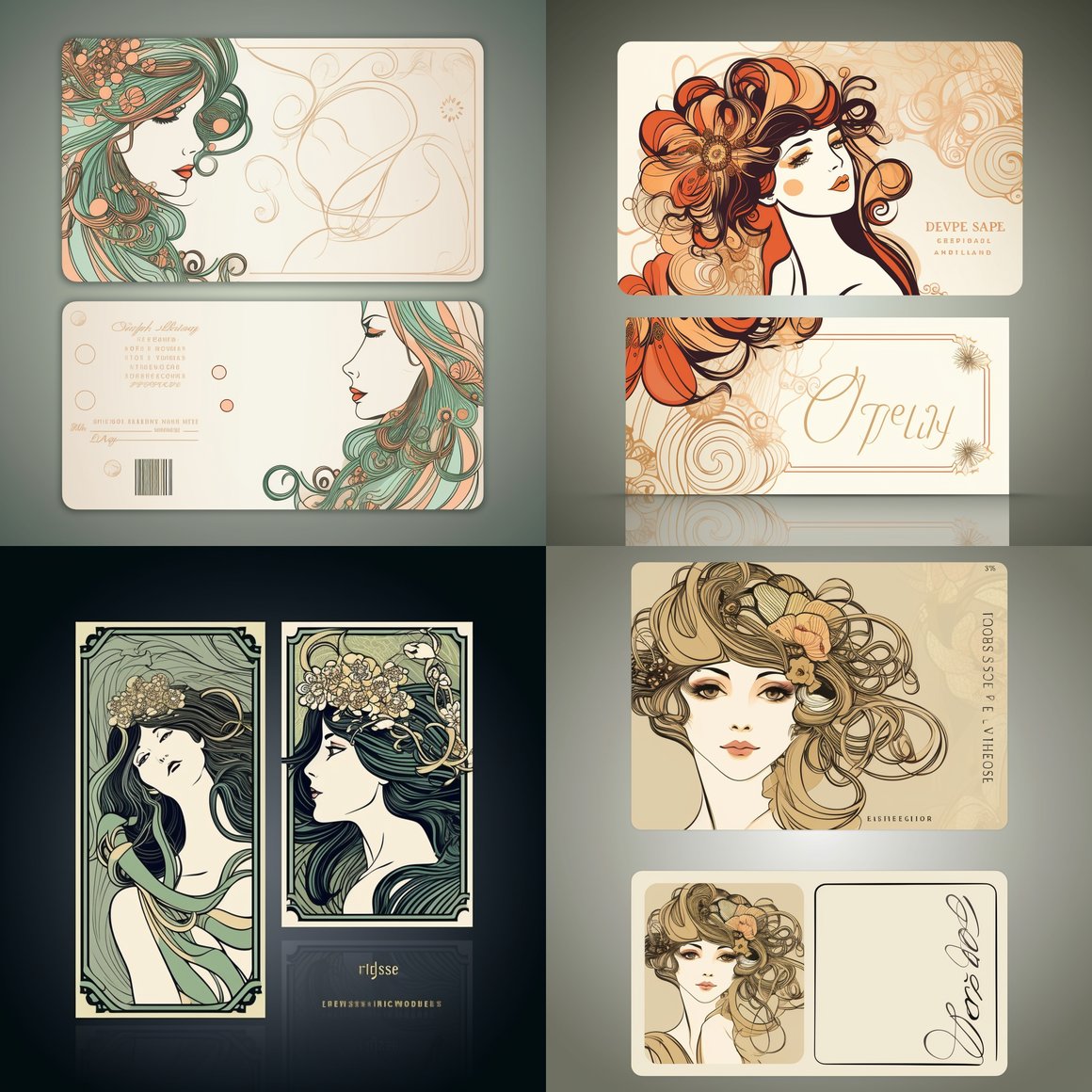 Art Nouveau Inspired Name Card Design for 'Theyesgirl' - Version 5