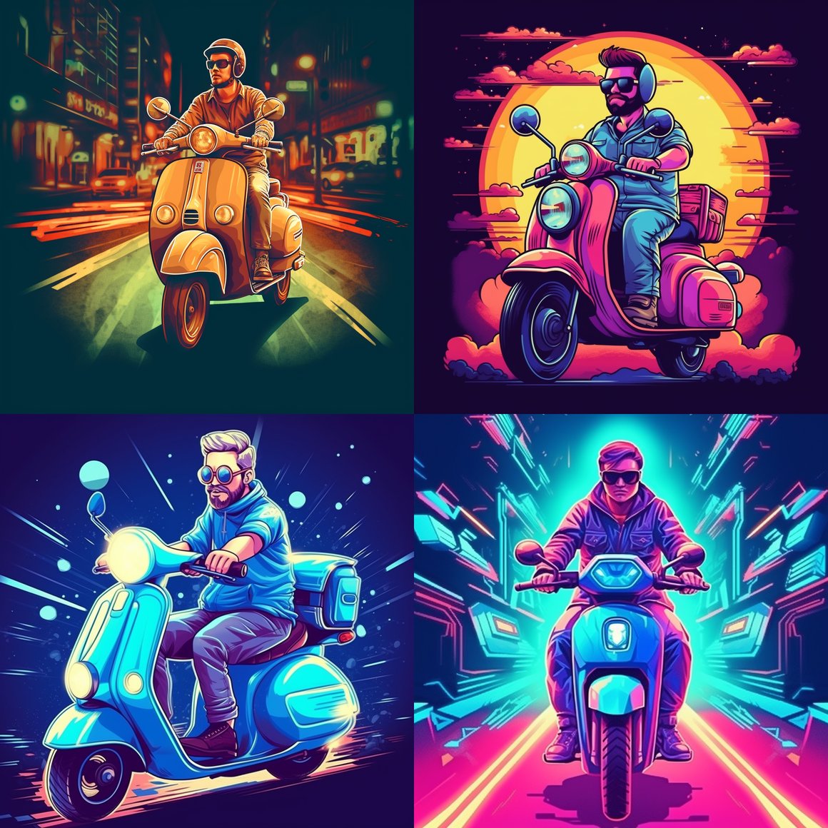 Neon Nights: A Mario Bros Bodybuilder's Vespa Adventure