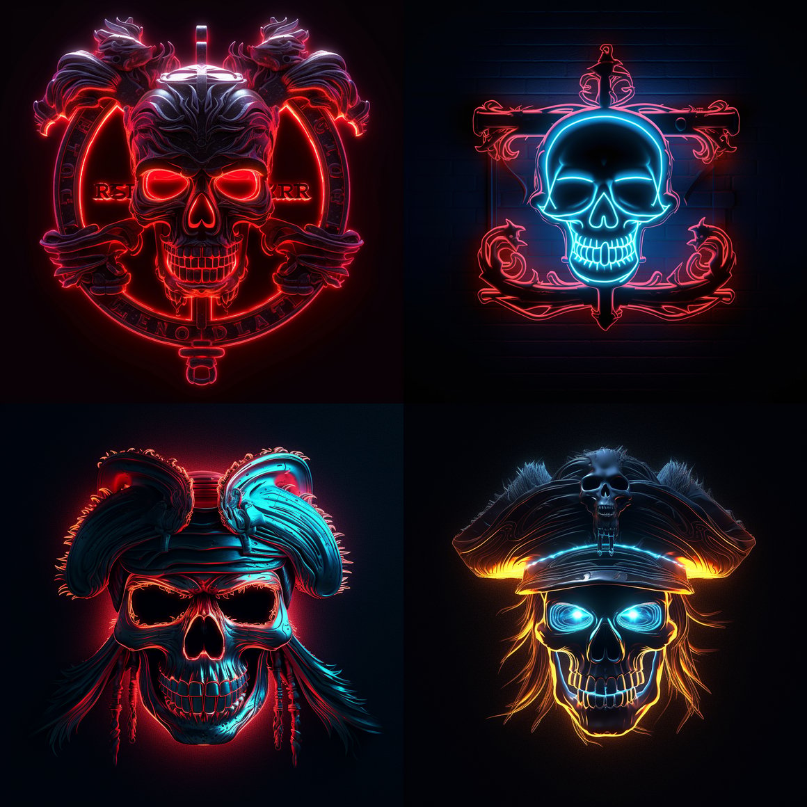 Detailed 3D Logo of Dread Pirate Roberts in Neon Lights