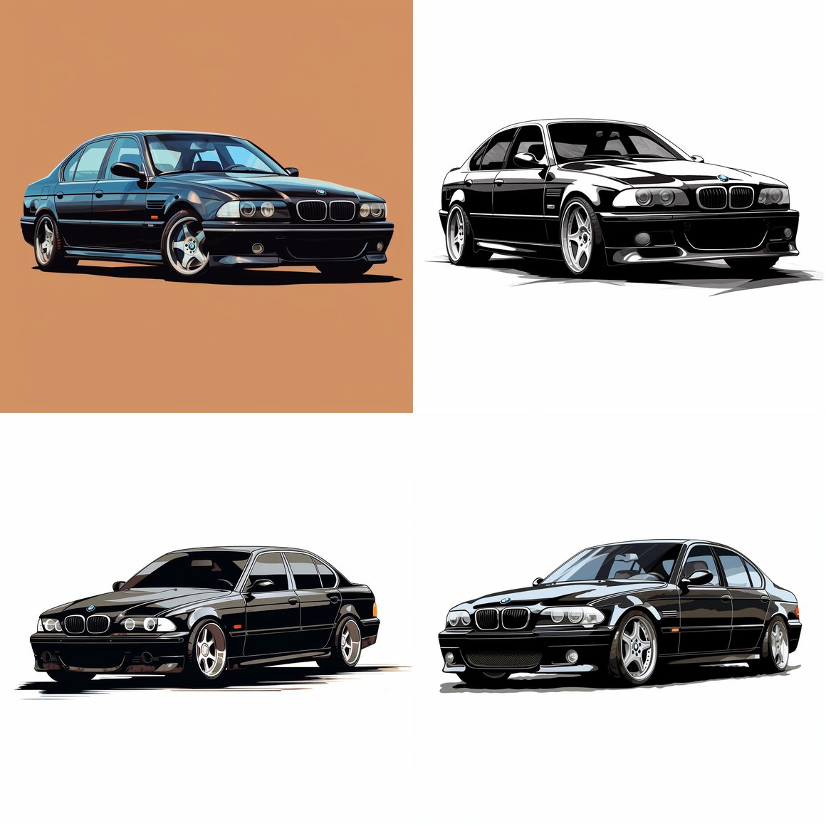 Retro Ride: Classic BMW e39 Illustration