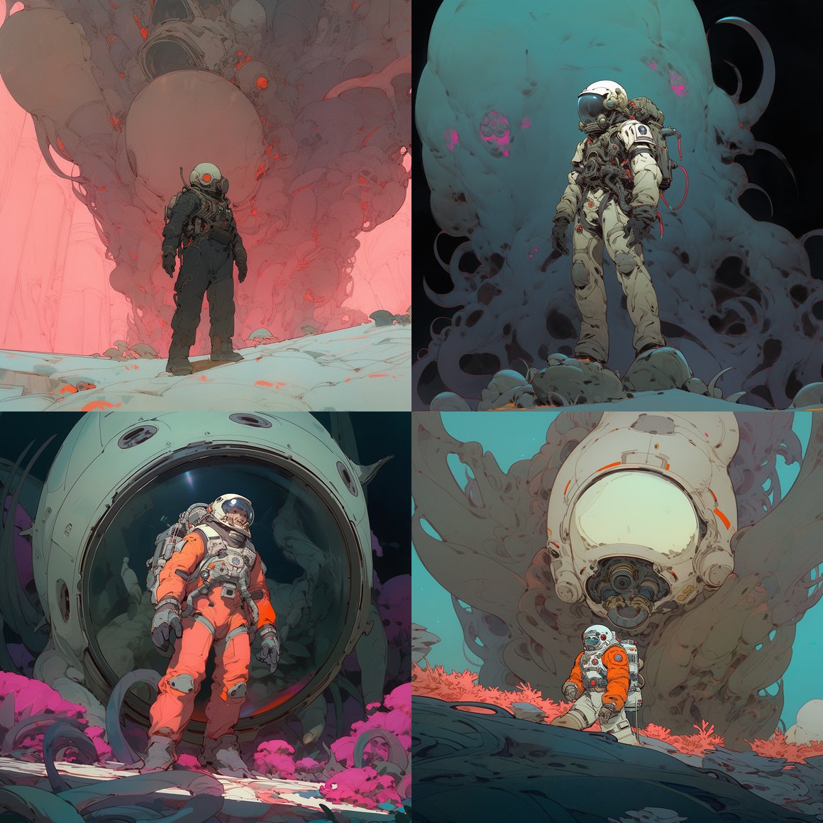 Astronaut's Encounter with Ascarididae on Alien Planet
