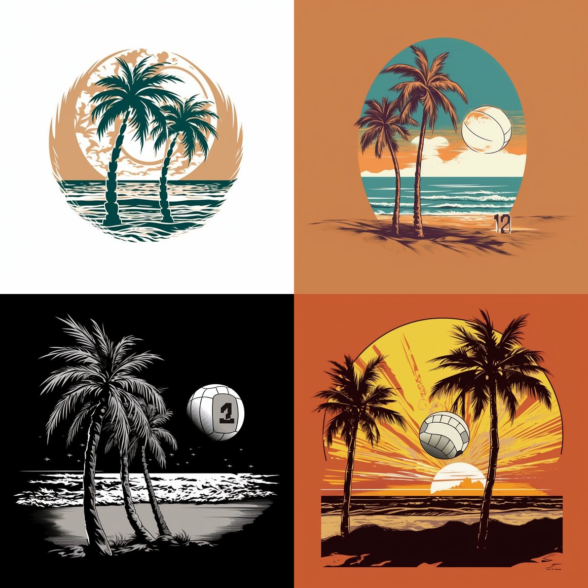 Mid-Trip Volleyball Game Under Palm Tree #14 Logo Design