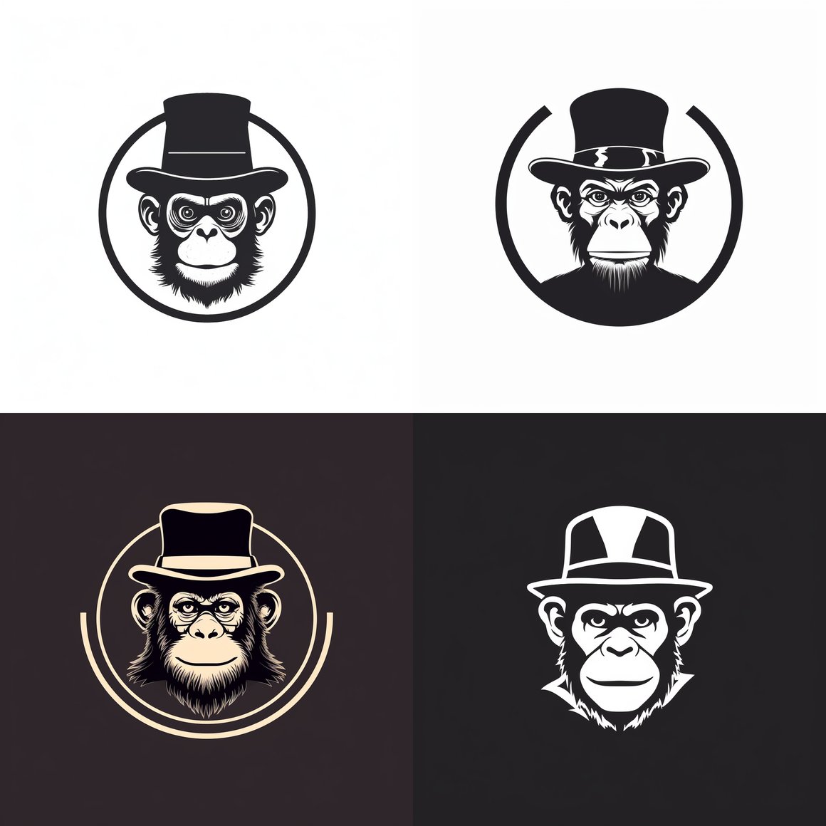 Retro-Monkey Meets Noir Chic Mid-Journey Logo Design Prompt