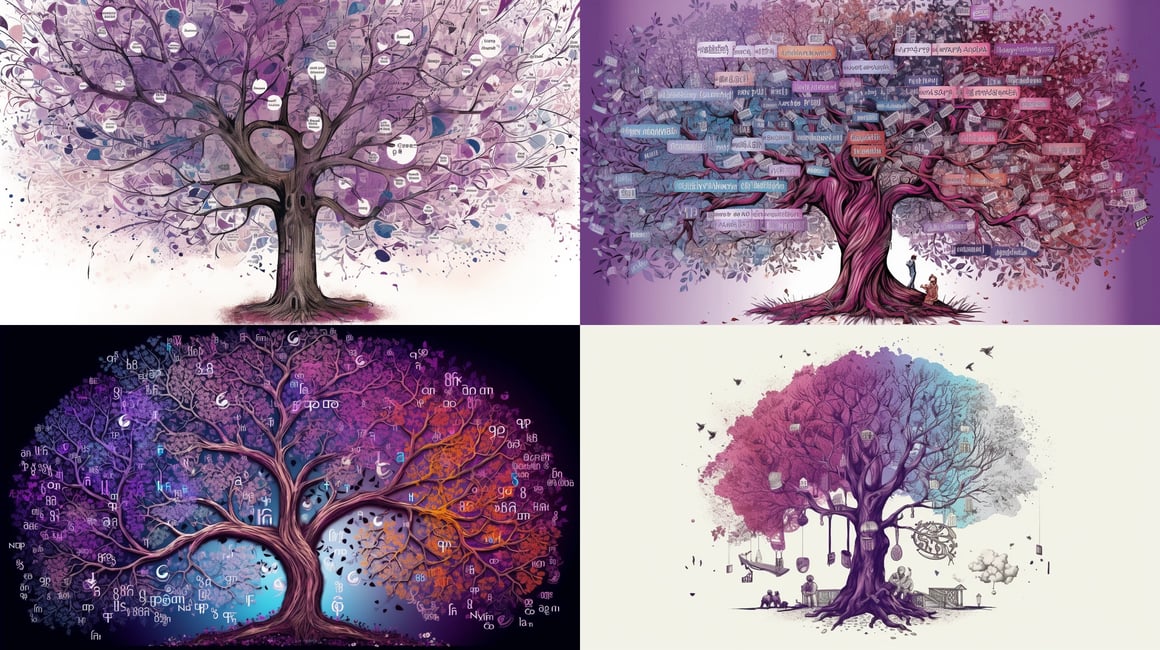 Choosing Pathways: A Purple-White Decision Tree Journey