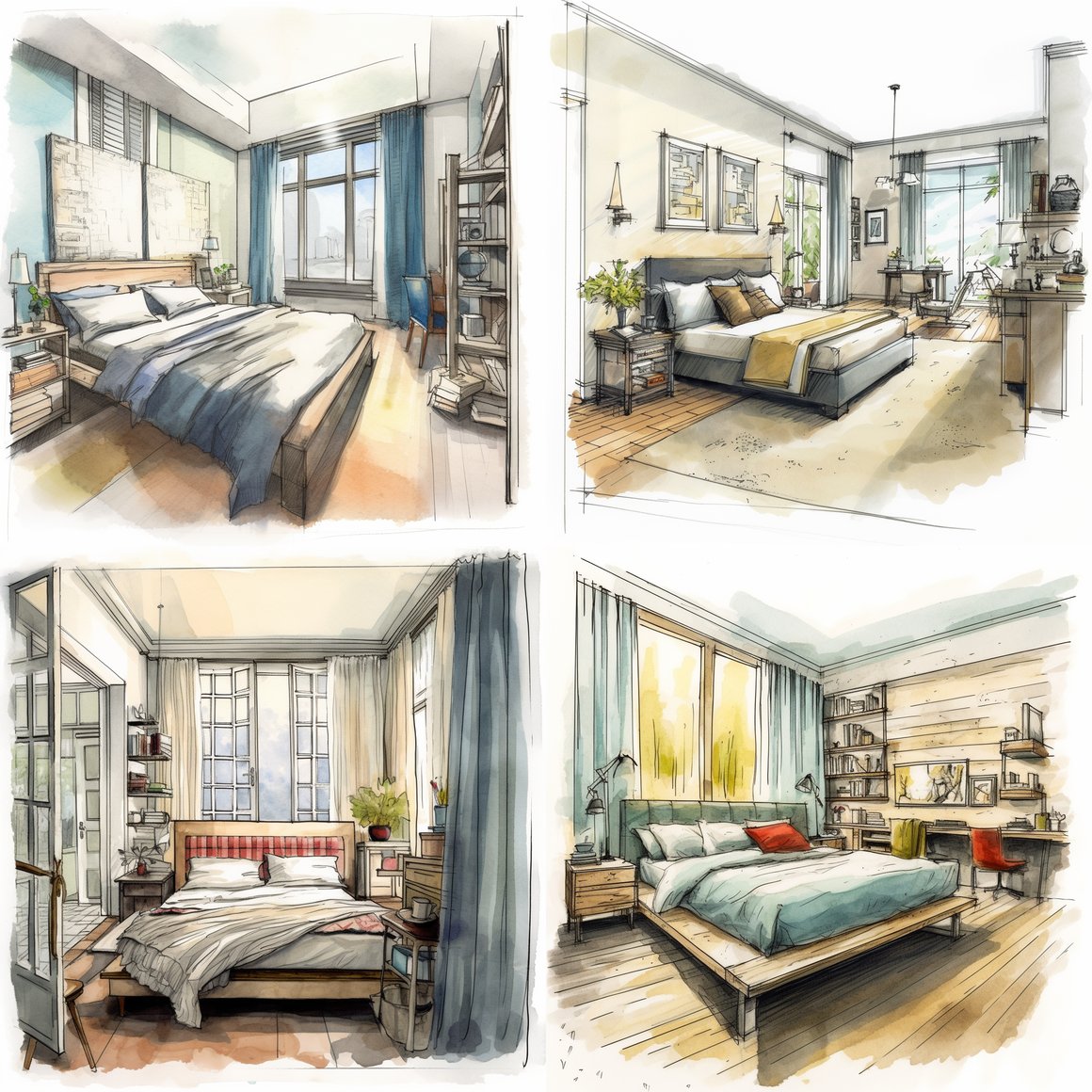 Classic Bedroom Interior with Portrait Wall, Version 5.1