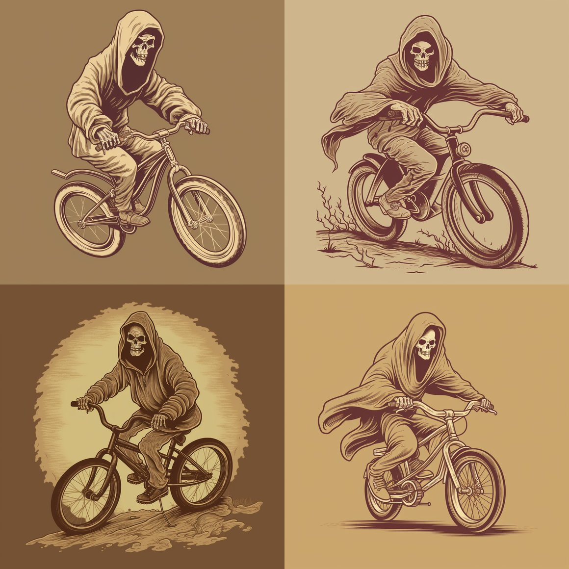 Retro Ride with the Grim Reaper in Sepia