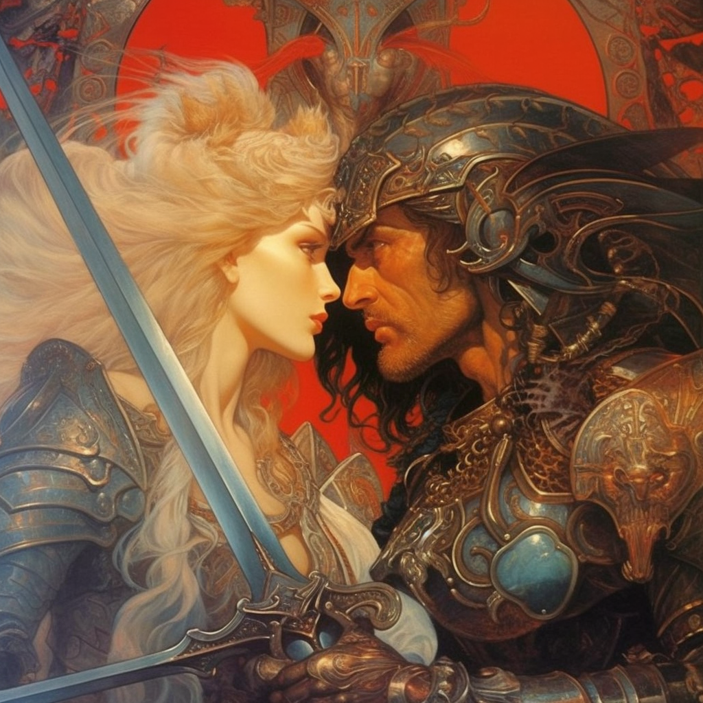 A Tale of Two Warriors Illustrated by Boris Vallejo and Alphonse Mucha