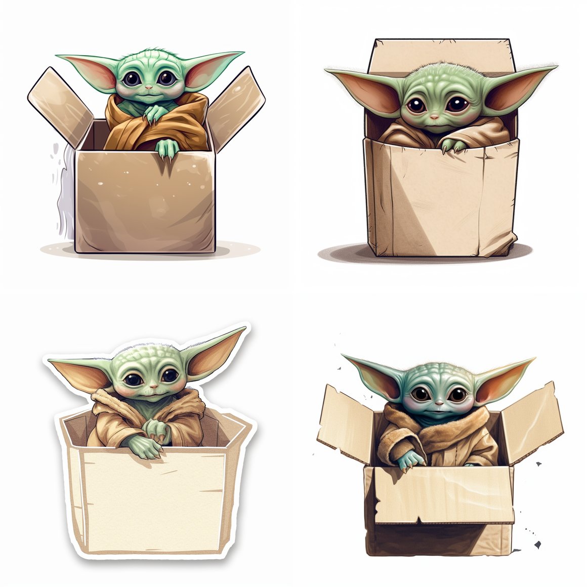 Mid-Trip Baby Yoda Animated Sticker in Box - Printable Version 4