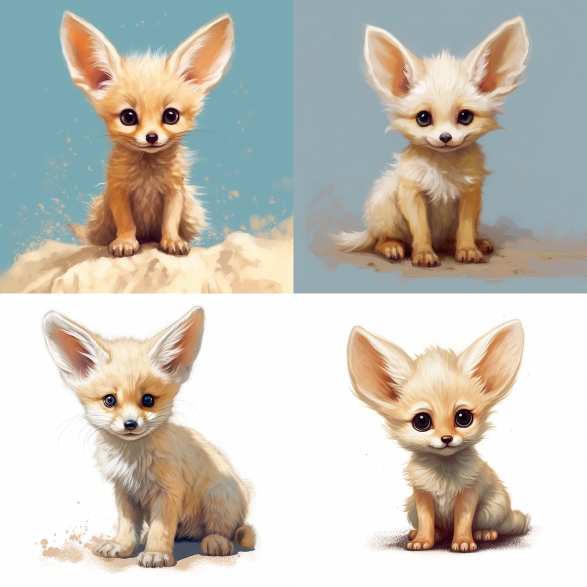 Detailed Illustration of Baby Fennec Fox Pup