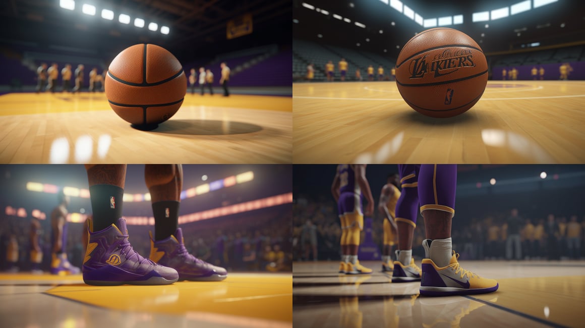 A Super Realistic Mid-Journey Rendering of the Lakers vs. Warriors Basketball Showdown