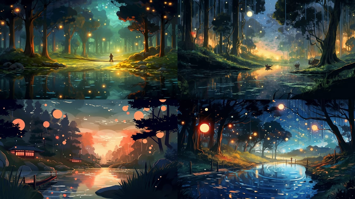 A Traditional Japanese Night Scene