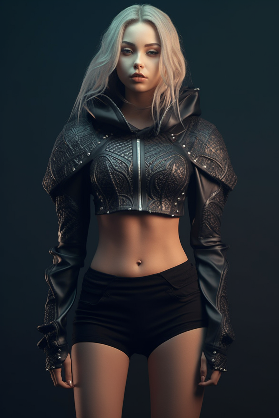 Detailed 3D Render of a Girl in Leather and Lace