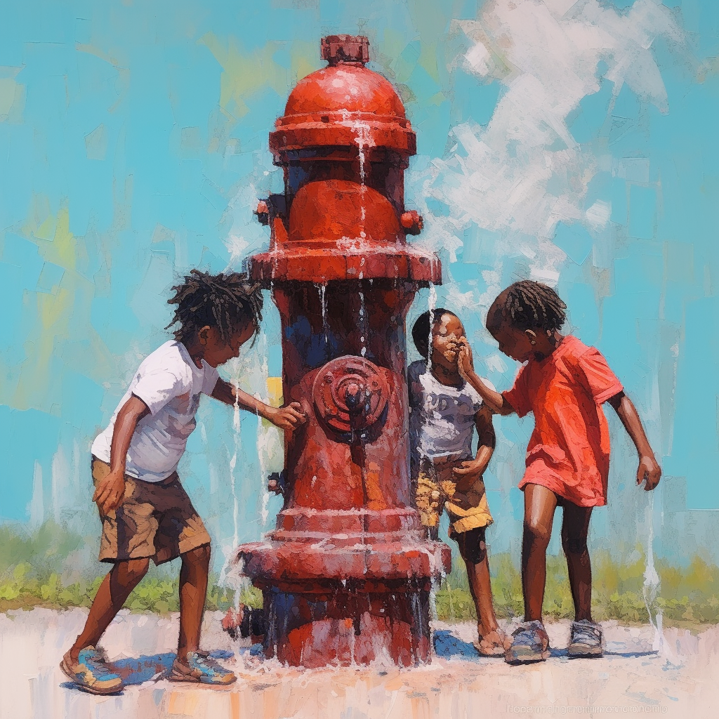 Summer Joy: African American Kids and the Red Hydrant