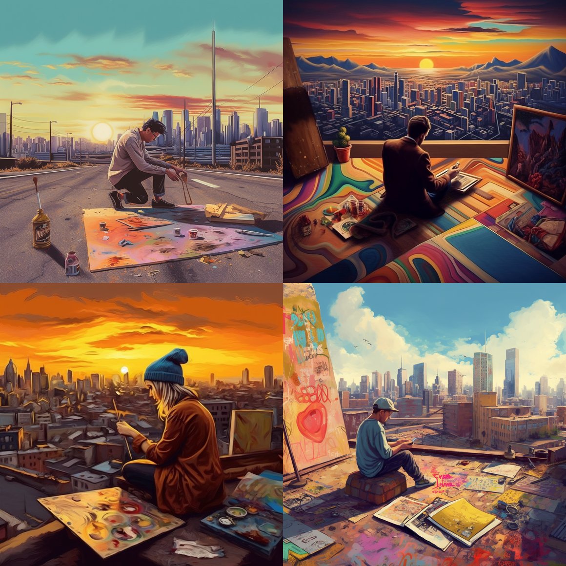 Retro Skyscape: A Pop Art Odyssey