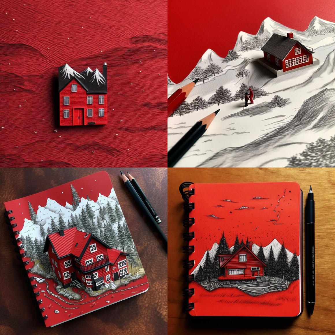 Mid-Travel Diary Entry: Red House in the Mountains Sketch