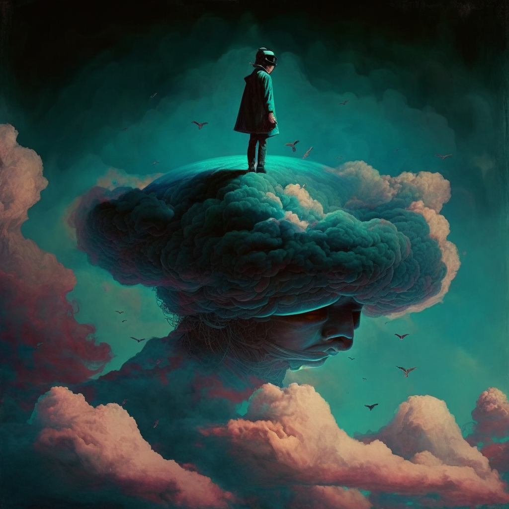 Midnight Cloudscape: A Surreal Flight into Dark Horizons
