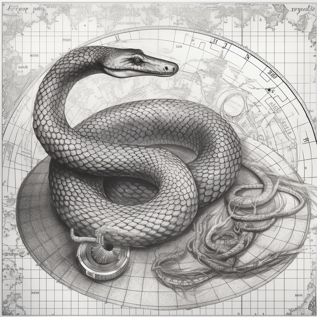 Halfway Through: Vintage Snake Flow Diagram Coloring Page