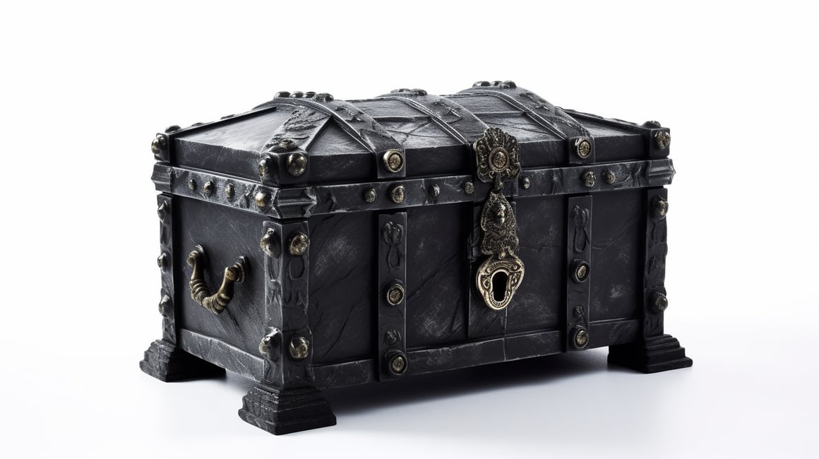 Detailed Black Marble Treasure Chest Statue Mid-Journey Snapshot