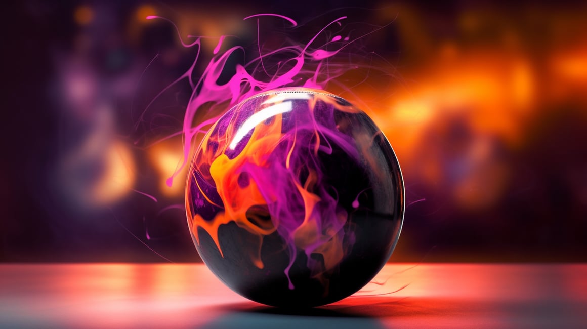 Halloween Themed Bowling Ball Amidst Colored Smoke - Mid Journey