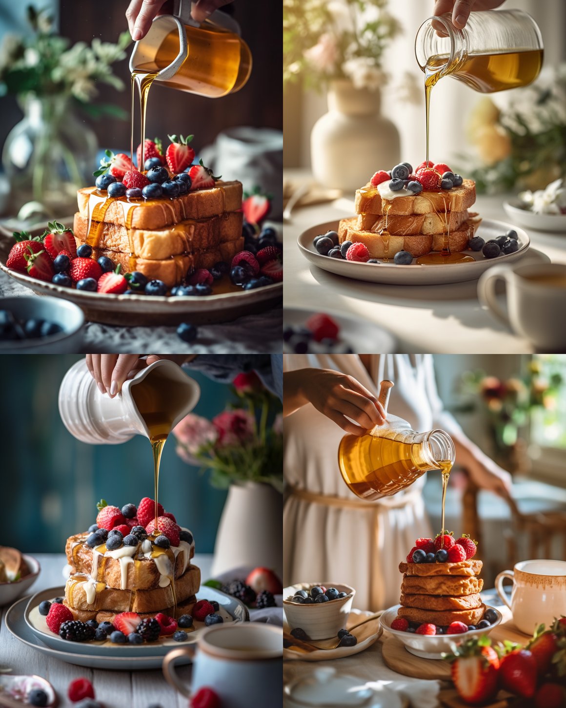 Artistic Honey Drizzling Shot on French Toast