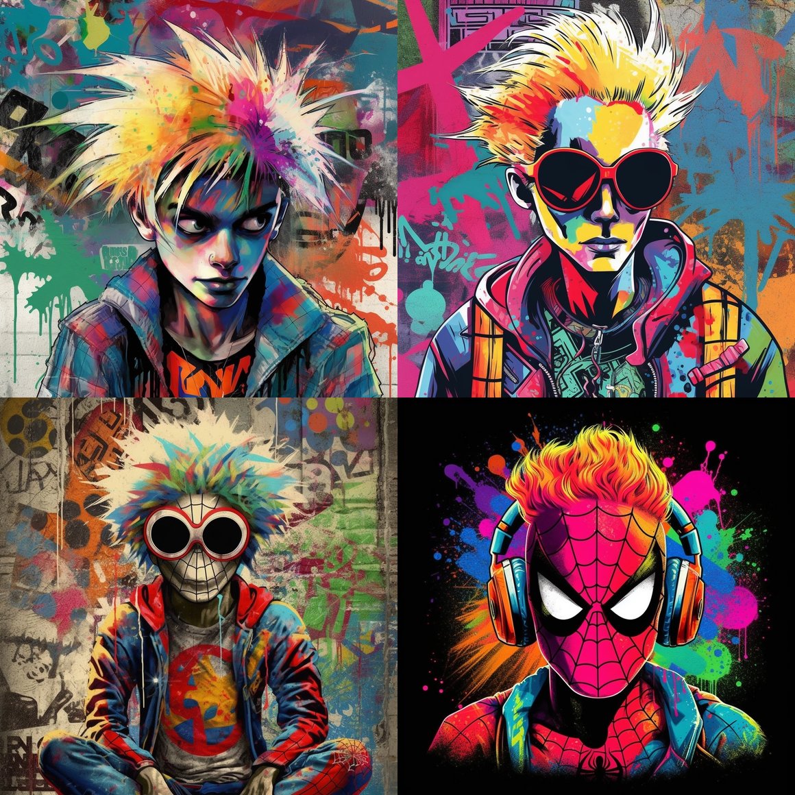 Retro Ride with Spider Punk: An 80s Graffiti Art Journey