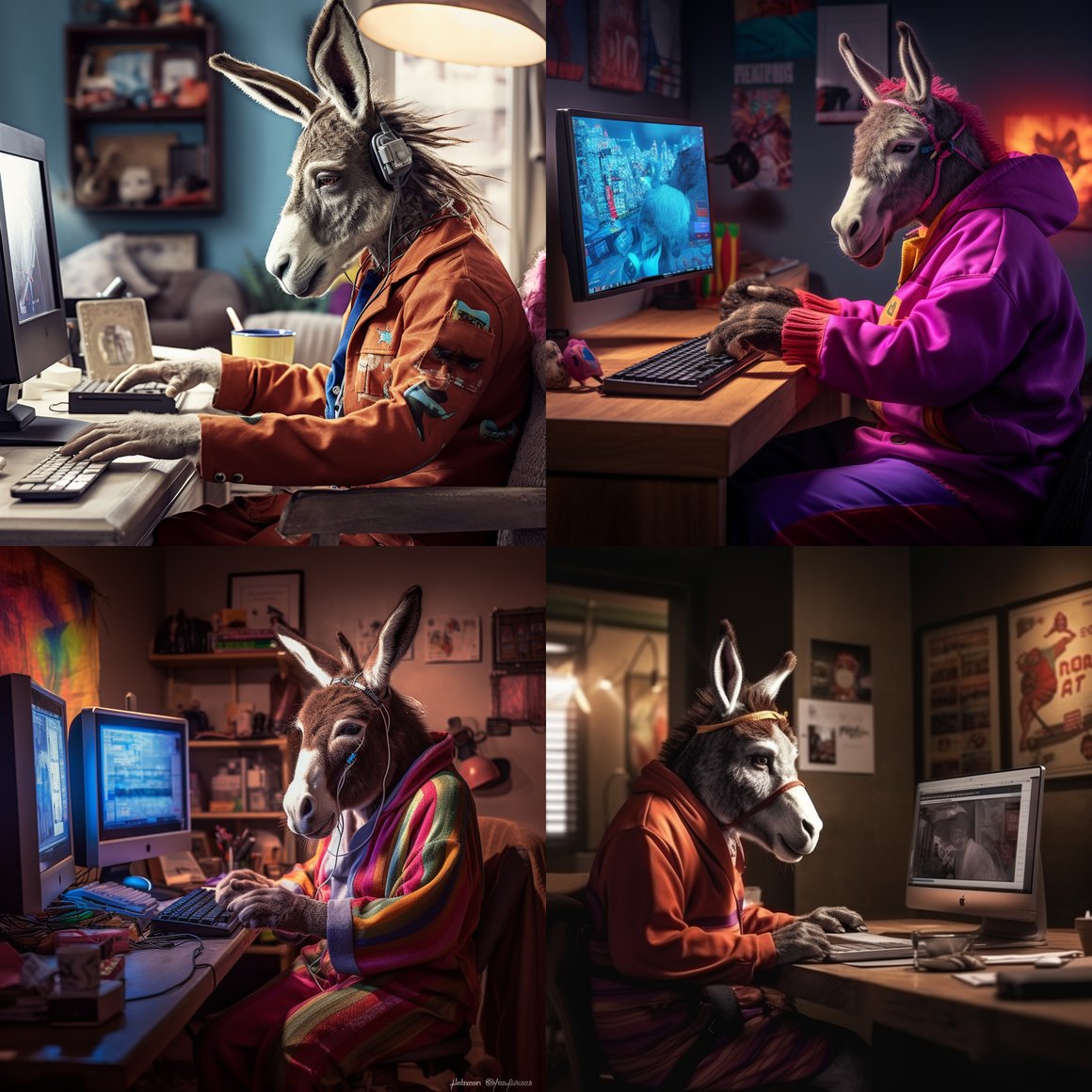 Neon Nights: A Marvel-inspired Donkey's Gaming Odyssey