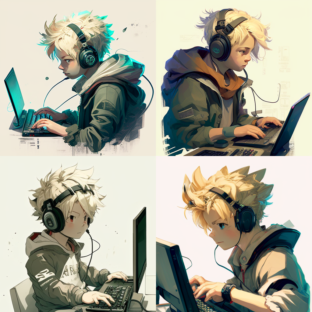 Detailed Artwork Request: Blonde Gamer Boy in Action