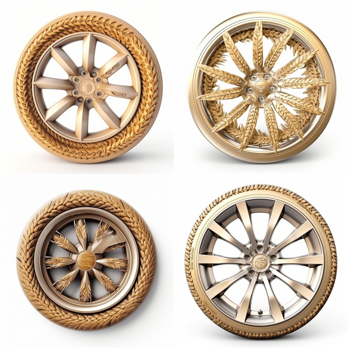 A Surreal Journey: Wheat Wheel Car Art Concept