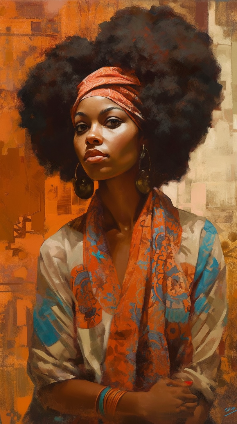 Retro Afro-Queen in Leyendecker Style