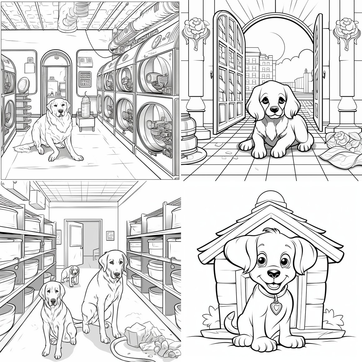 Chivi Cartoon Dog Kennel Coloring Page