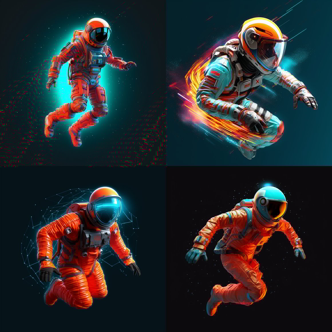 Astronaut's Mid-Journey in Red and Cyan 3D Render