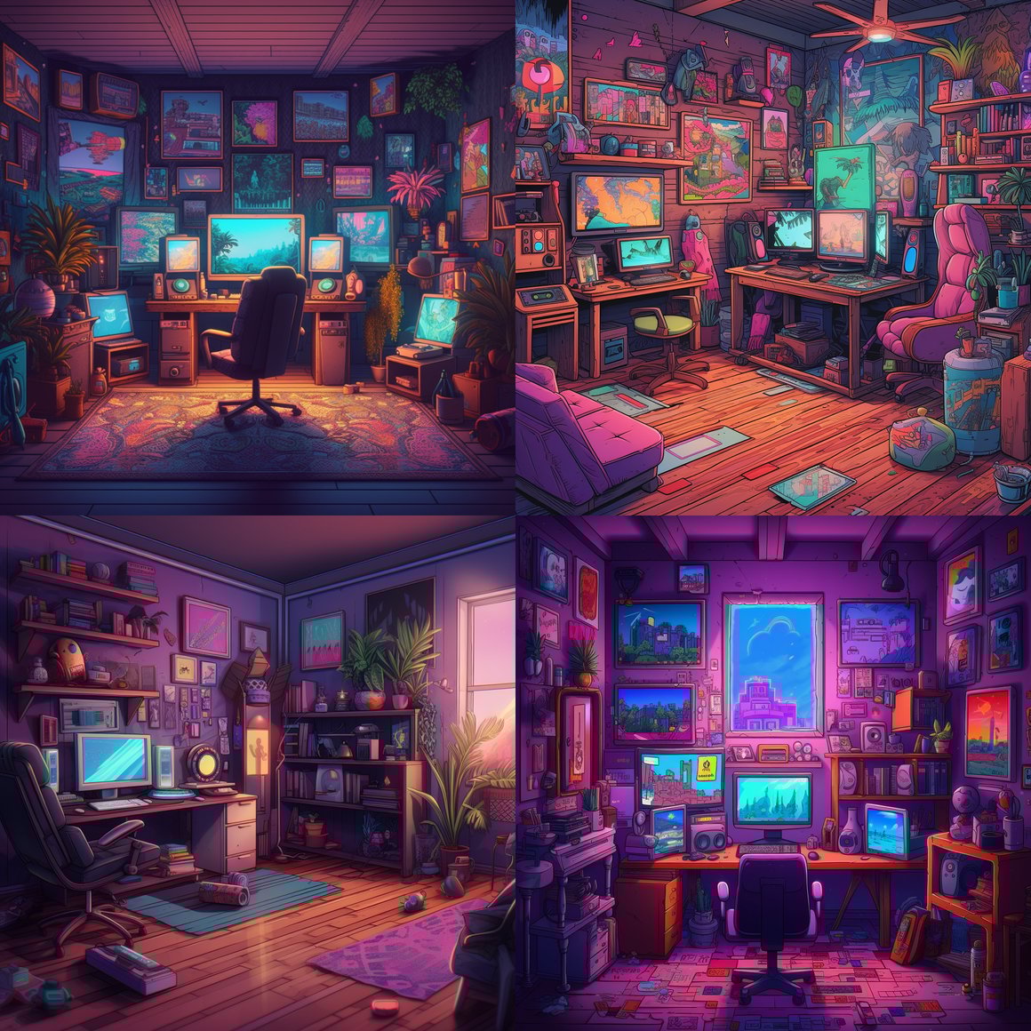 Mid-Game Chill: Lofi Pixel Art Gaming Room Background