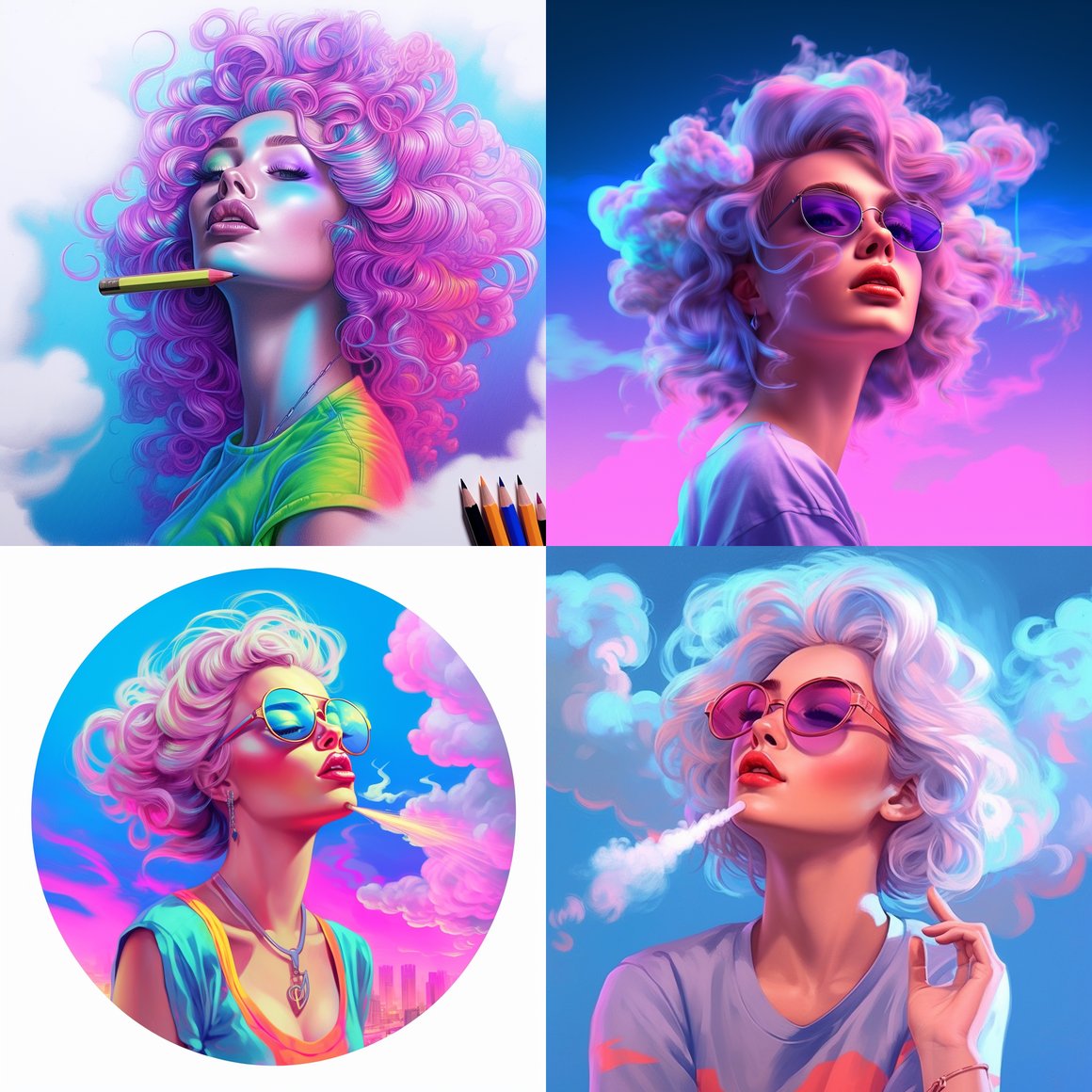 Neon Serenity: Portrait of a Blissful Skydweller
