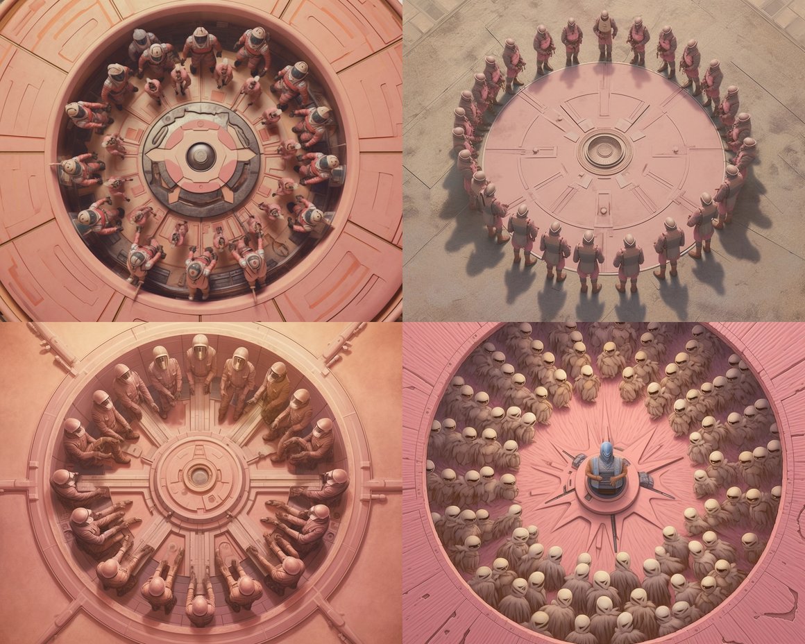 A Symmetric Trooper Gathering in Rose Tints 4K Digital Oil Painting